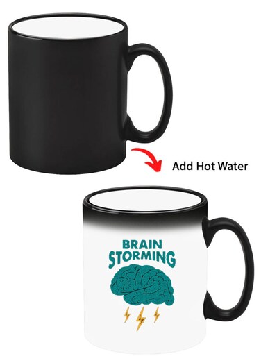 Color Changing Heat Sensitive Ceramic Mug, Image Revealed When HOT Liquid is Added! Brain Stroming