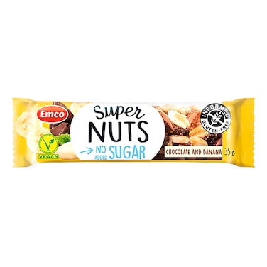 Emco Super Nuts Bar No Added Sugar Chocolate And Banana 35g