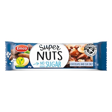 Emco Super Nuts Bar No Added Sugar Chocolate And Sea Salt 35g
