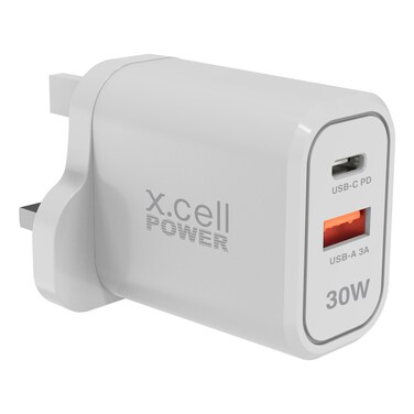 X.Cell Power USB-C PD and USB-A Wall Charger White 30W