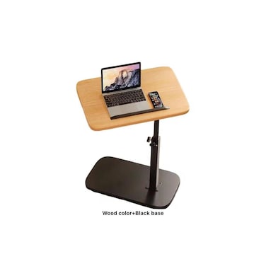 Modern Liftable C-Shaped Wooden Coffee Table   Adjustable Height   Metal Frame   Space-Saving