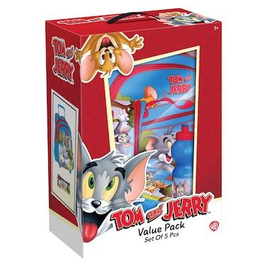 توم وجيري طقم حقيبة ظهر بعجلات 5 في 1 مطبوعة مقاس 16 بوصة