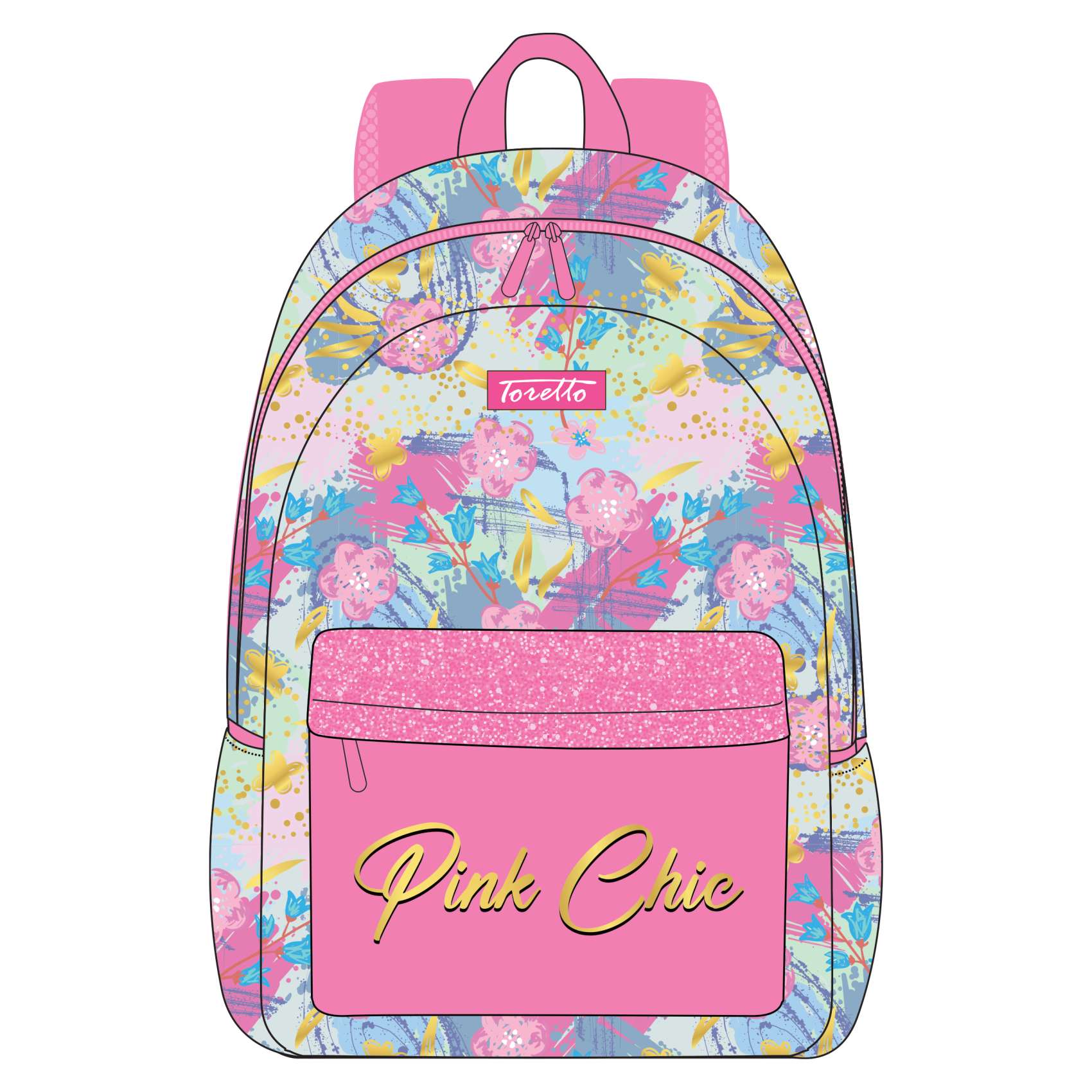 Toretto Pink Chic Printed Backpack Set M2104 4 PSC