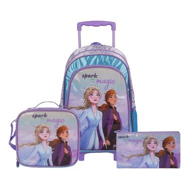 ديزني فروزن طقم حقيبة مدرسية متكامل 3 في 1 بطبعة ""V1"" مقاس 18 بوصة