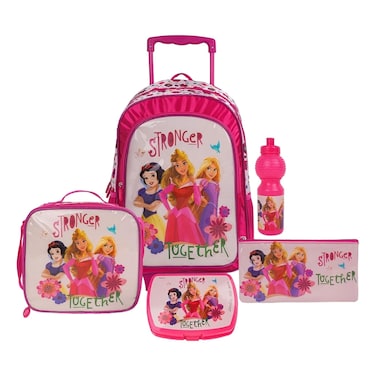 ديزني برينسس طقم حقيبة مدرسية متكامل 5 في 1 بطبعة ""سترانغر توغثر"" مقاس 18 بوصة