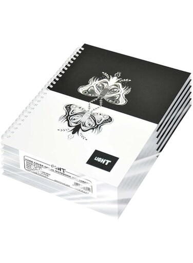 FIS LINBS1081803 Single Line 100 Sheets Spiral Hard Cover Notebook 5-Pieces, 10-inch x 8-inch Size