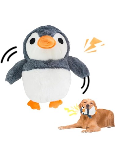 NeoStyle Interactive Dog Toys, Jumping Squeaky Dog Toys with Recording and Music Modes, Rechargeable Moving Dog Chew Toys for Small/Medium/Large Dogs to Keep Them Busy(Penguin)