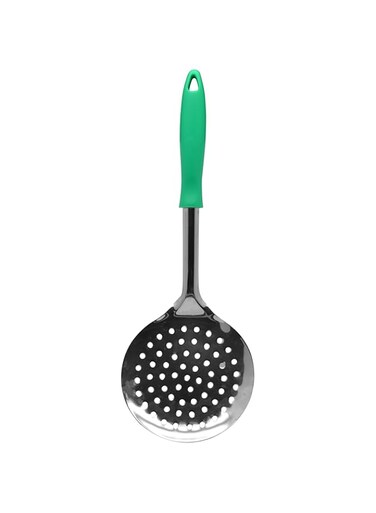 RAJ SKIMMER AQUA GREEN HANDLE, 28.50 cm, RPHGS1, Fryer Food, Pasta Skimmer, Spaghetti Skimmer, Noodle Skimmer, Fries Skimmer