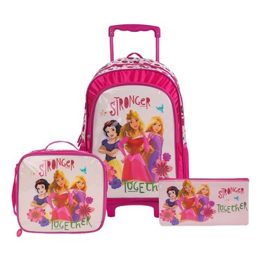 ديزني برينسس طقم حقيبة مدرسية متكامل 3 في 1 بطبعة ""سترانغر توغثر"" مقاس 18 بوصة
