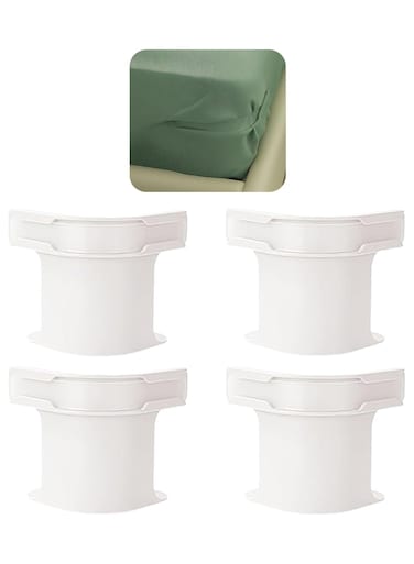 Locks Sheet Holders Keep Sheets Tight and Firm in Place, Bed Sheet Holders with Locks Strips for All Sheet/Mattress Sizes, Bedsheet Holders for Corners Fasteners Easy to Install (White, 4Pcs)