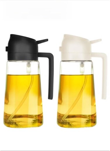 Pcs 2 in 1 Olive Oil Dispenser and Sprayer Bottle, 470ml Large Capacity Oil Spray Bottle, Food Grade Leak Proof Oil Storage Container for Cooking, Salad, Baking, Air Fryer, Outdoor Barbecue Kitchen Use