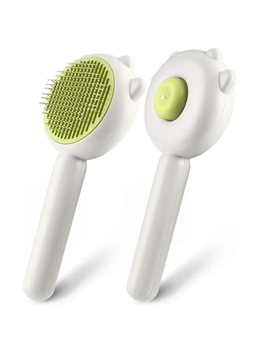 xinajata Cat Brush for Shedding and Grooming Self Cleaning Slicker Brushes for Dogs and Cats Pet Hair Removal Brush with Massage Particles Cat Comb Color (Green)