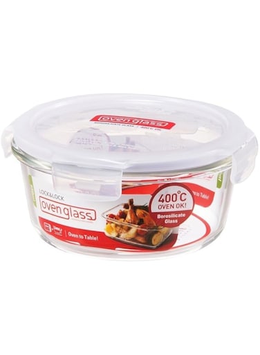 LocknLock Round Oven Glass Container, Clear, 650Ml, Llg831