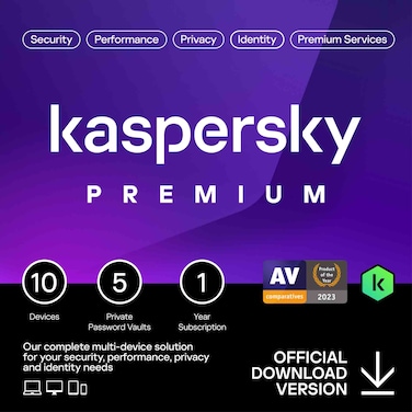 كاسبرسكي ترخيص رقمي لمدة عام واحد لبرنامج Kaspersky Premium لعشرة أجهزة، الإمارات العربية المتحدة