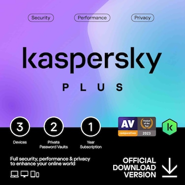 كاسبرسكي ترخيص رقمي لمدة عام واحد لبرنامج Kaspersky Plus لثلاثة أجهزة، الإمارات العربية المتحدة