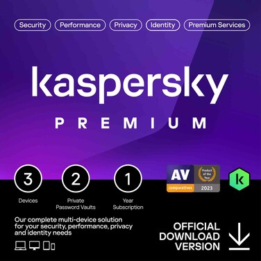كاسبرسكي ترخيص رقمي لمدة عام واحد لبرنامج Kaspersky Premium لثلاثة أجهزة، الإمارات العربية المتحدة