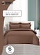 6 Piece Premium King Size Bedding Set, Dark Brown Striped Design and High Quality Cotton Hotel Luxury Bedsheet, Soft Quilt Cover and Pillowcases