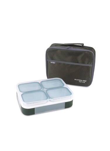 diD Stainless Steel Lunch Box for for All Ages, Insulated Bento Lunch Box with Bag, 4 Compartments Lunch Containers with Lids, Leakproof, BFA Free, Dishwasher Safe (Dark Green)