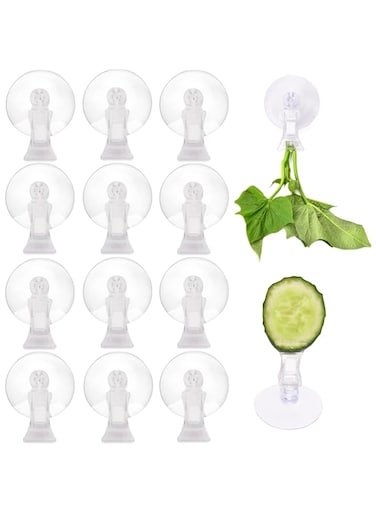 AccEncyc 12Pcs Veggie Clips Aquarium Seaweed Clips Fish Food Holder Wide Mouth Clips Plants Suction Cups Algae Clips for Freshwater and Marine Fish Tank (Plastic)