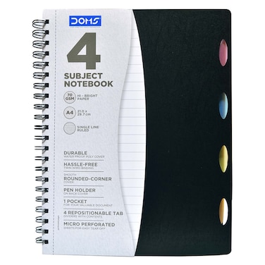 Doms 4 Subject Notebook A4 120 Sheets