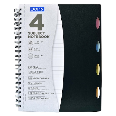 Doms 4 Subject Notebook A4 120 Sheets