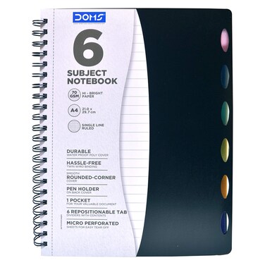 Doms 6 Subject Notebook A4 180 Sheets