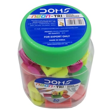 Doms Neon-Tri Pencil Sharpener Jar 30 PCS