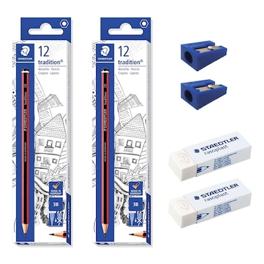 ستايدلر تراديشن HB 110 مبراة قلم رصاص ومجموعة ممحاة