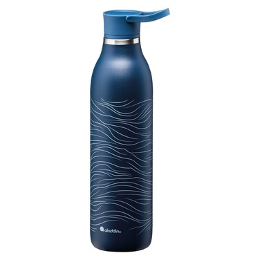 Aladdin CityLoop Thermavac Stainless Steel Water Bottle Deep Navy Wave Print 0.6L