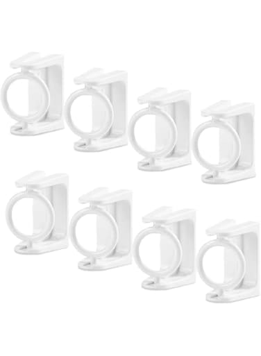 NALACAL Self Adhesive Rotating Ring Curtain Rod Brackets, No Drilling, Adjustable Curtain Rod Holders for Kitchen, Bathroom, Hotel, 8Pcs (White)