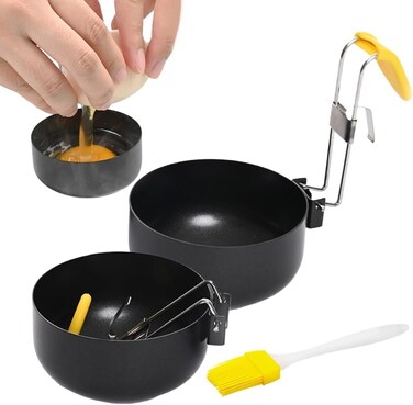 Stainless Steel Egg Cooker, Egg Ring, New Collapsible Hang Ear Egg Boiler Poached Egg Maker, Non-stick Egg Poacher for Perfect Boiled Eggs for Kitchen Tool