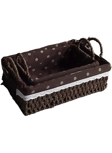 Cozy Nest Paper Rope Woven Storage Baskets, Fabric Wrapped &amp; Washable Liner, Woven Straw Design Stylish Bathroom
