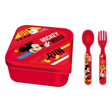 Mickey Mouse Printed Lunch Box with Cutlery