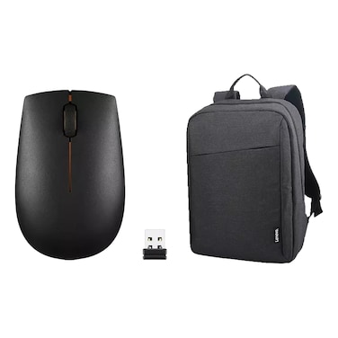 Lenovo 300 Wireless USB Mouse Black and B210 Backpack Black 15.6inch