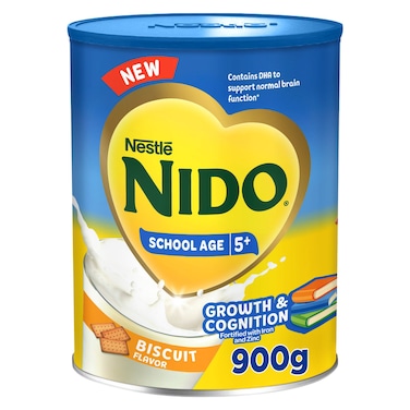 Nestle Nido School Age 5+ Biscuit Flavour 5 Years Old Onwards Tin 900g