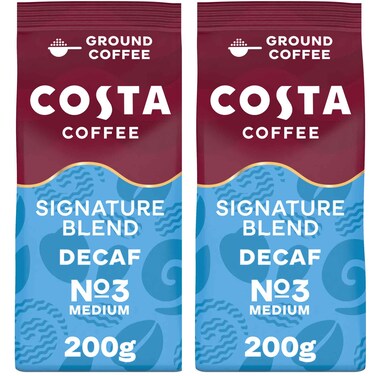 Costa Coffee Decaf Signature Blend Number 3 Ground Coffee, 200g Pack of 2