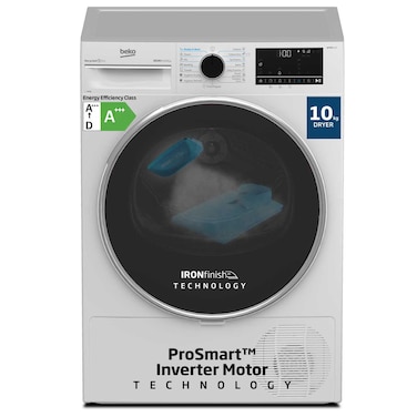 Beko 10 kg Heat Pump Condenser Tumble Dryer with 15 Programmes, A++ Energy, Iron Finish Technology (Ready to wear),ProSmart Inverter Motor, DHP10W(White)