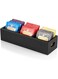 SYOSI Tea Bag Organizer, Black Wooden Tea Bag Holder, Tea Storage Containers with 3 Slots, Sugar Packet Holder, Tea Bag Caddy Box for Countertop