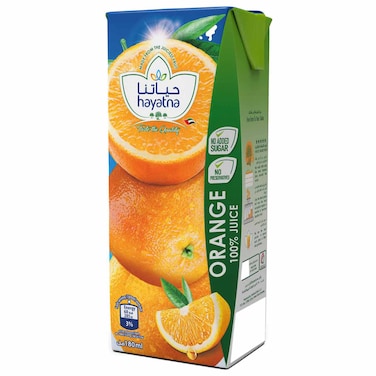 Hayatna Orange 100% Juice, 180ml