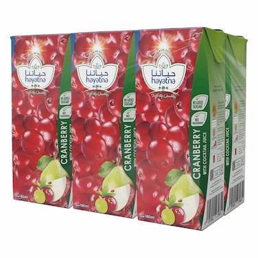 Hayatna Cranberry With Cocktail Juice, 180ml, Pack of 6