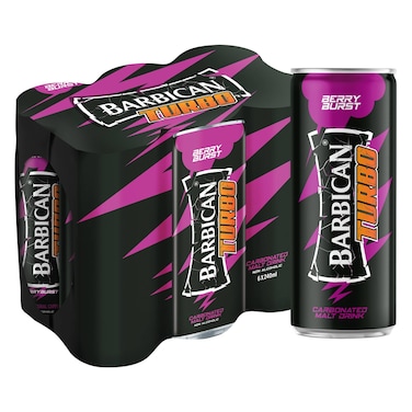 Barbican Turbo Berry Burst Carbonated Non-Alcoholic Malt Drink Can, 240ml Pack of 6