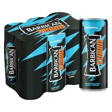 Barbican Turbo Classic Carbonated Non-Alcoholic Malt Drink Can, 240ml Pack of 6
