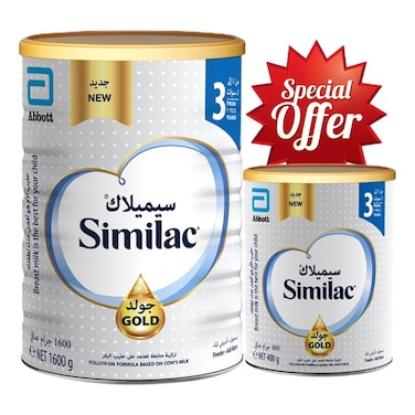 Similac Gold Follow-On Milk Formula Powder, Stage 3, 1 to 3 Years, 1600g+400g