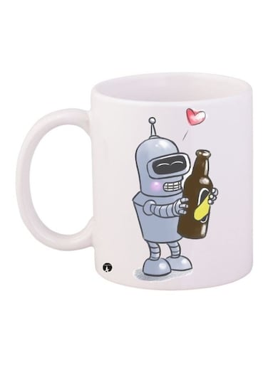 Cartoon Printed Coffee Mug White/Grey/Brown