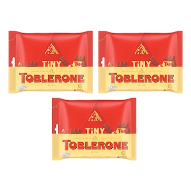 Toblerone Tiny Mini Milk Chocolate With Honey And Almond Nougat Bag 168g Pack of 3
