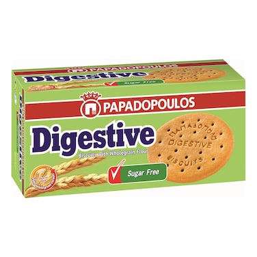 Papadopoulos Digestive Sugar Free Whole Wheat Biscuits, 250g