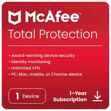 McAfee Total Protection Software 1 Device, 1 Year, ESD