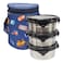 Borosil Stainless Steel Round Shaped Food Container with Lunch Bag Blue 3 PCS