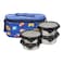 Borosil Stainless Steel Food Container with Lunch Bag Horizontal Blue 4 PCS