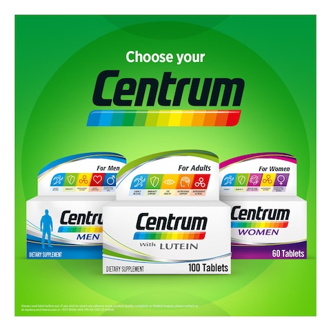 Centrum with Lutein Multivitamin Dietary Supplement 100 Tablets
